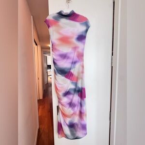 Anthropologie Purple Pink Maxi Dress Sleeveless Sheath